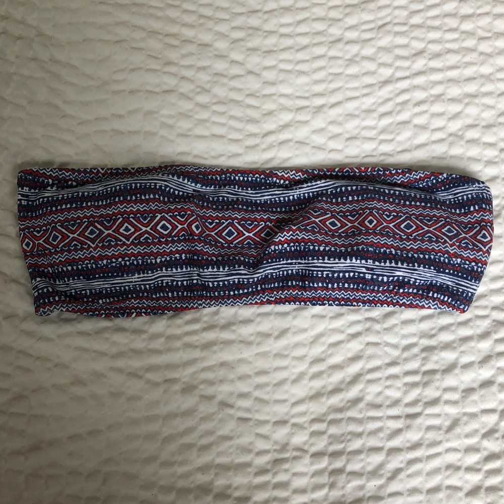 Strapless red white and blue bikini top